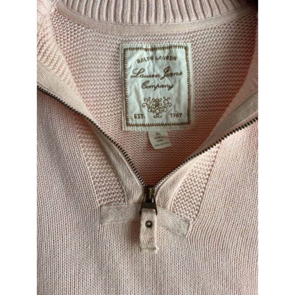 Lauren Ralph Lauren Lauren Jeans Co. Pink 1/4 Zip Knit 100% Cotton Sweater XL